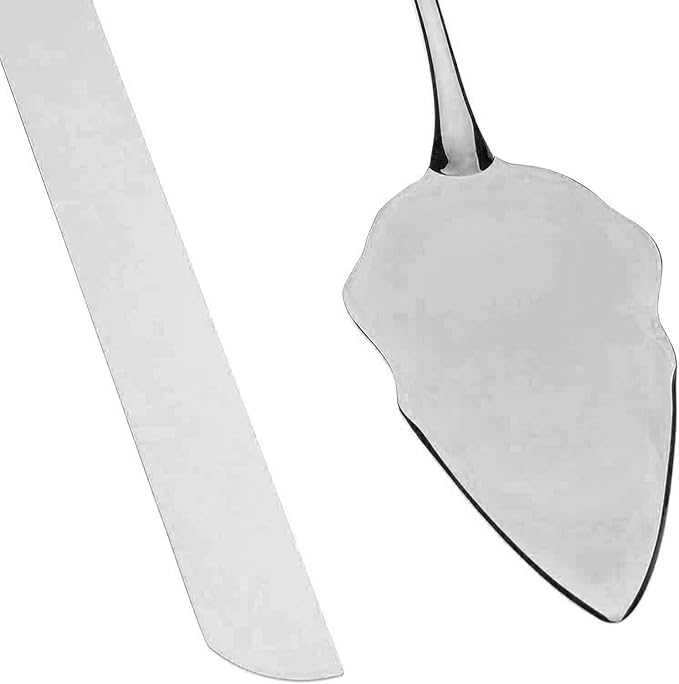 Ella Celebration Cake Knife & Server Set, Silver Wedding Cake Cutting Set, Anniversary Cake Cutter