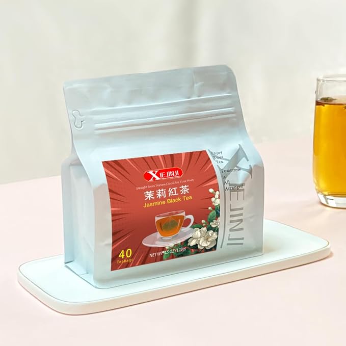 XIEJINJI Jasmine Black Tea - 40 Count, Special Blend Black Tea with Jasmine, Fragrant Floral Aroma