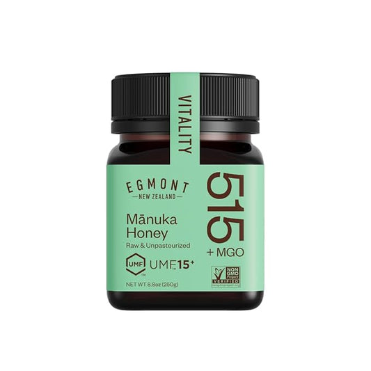 EGMONT HONEY Manuka Honey MGO 515+ UMF 15+ – NON-GMO, Kosher, Recycled plastic jar, Traceable 100%