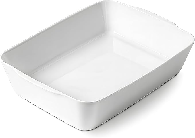 4.2 QT Deep Ceramic Baking Dish, White Casserole Dish, Lasagna Pan for Oven, Ceramic Baking Pan