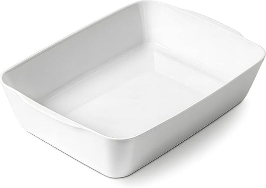 4.2 QT Deep Ceramic Baking Dish, White Casserole Dish, Lasagna Pan for Oven, Ceramic Baking Pan