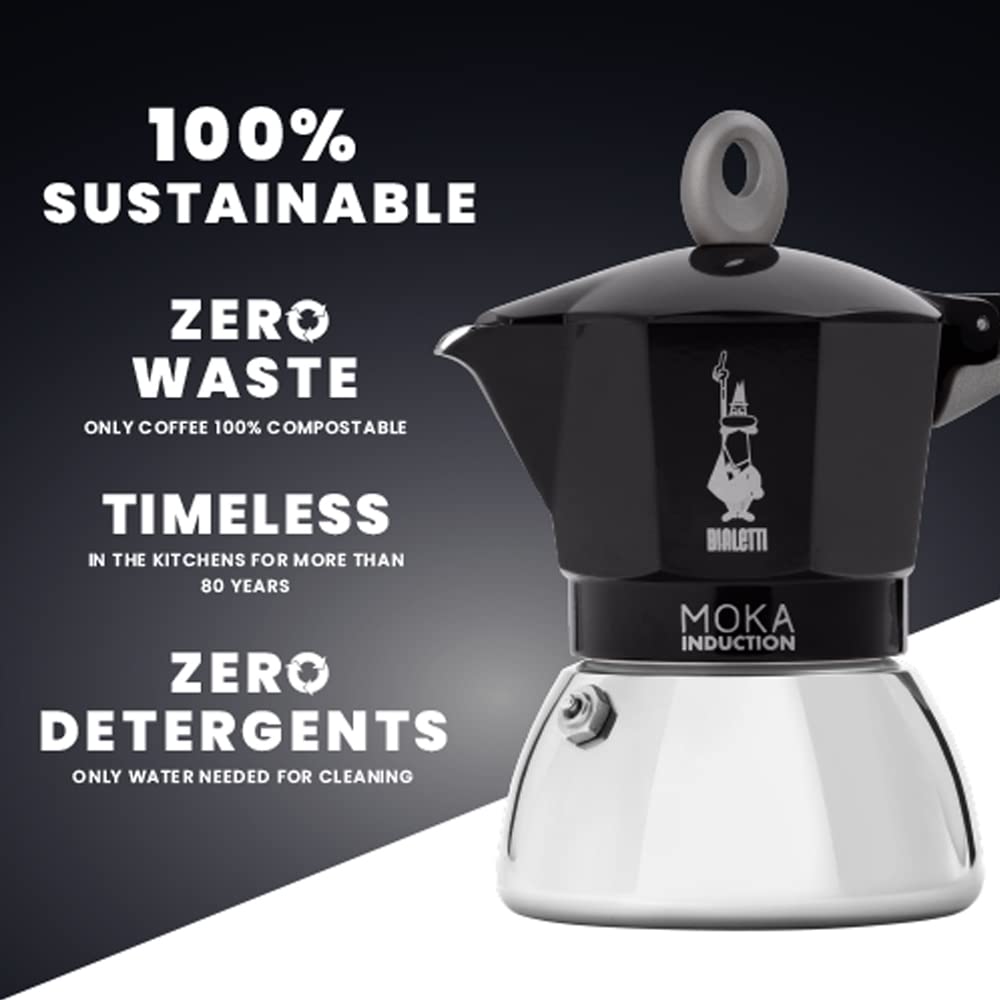 Bialetti - Moka Induction, Moka Pot, Suitable for all Types of Hobs, 2 Cups Espresso (2.8 Oz), 90