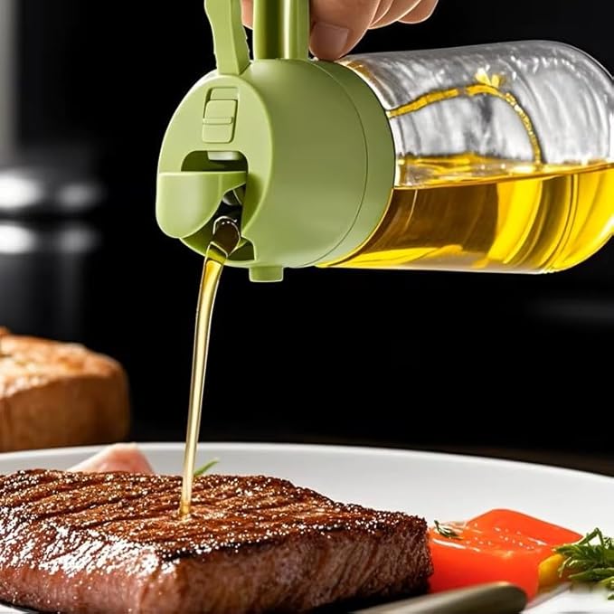 Oil Sprayer for Cooking 2 in 1, 470ml/16oz, Oil Spray & Dispenser Glass Bottle, Food-grade material