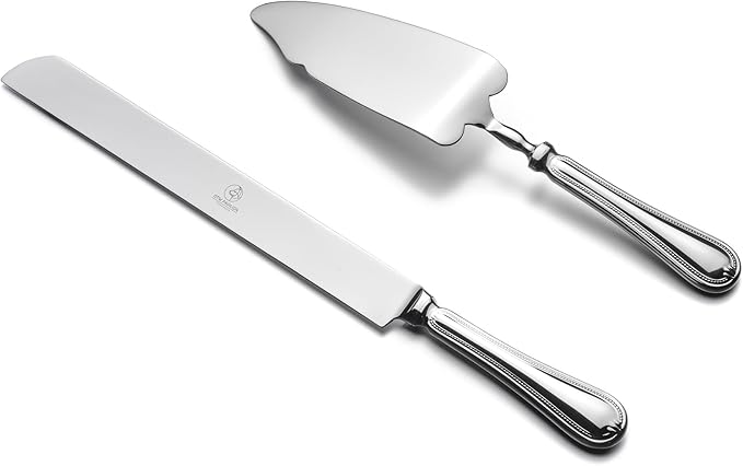 2 Piece Wedding Cake Server Set,18/10 Stainless Steel Dessert Set Pie Server Cake Cutter Knife for