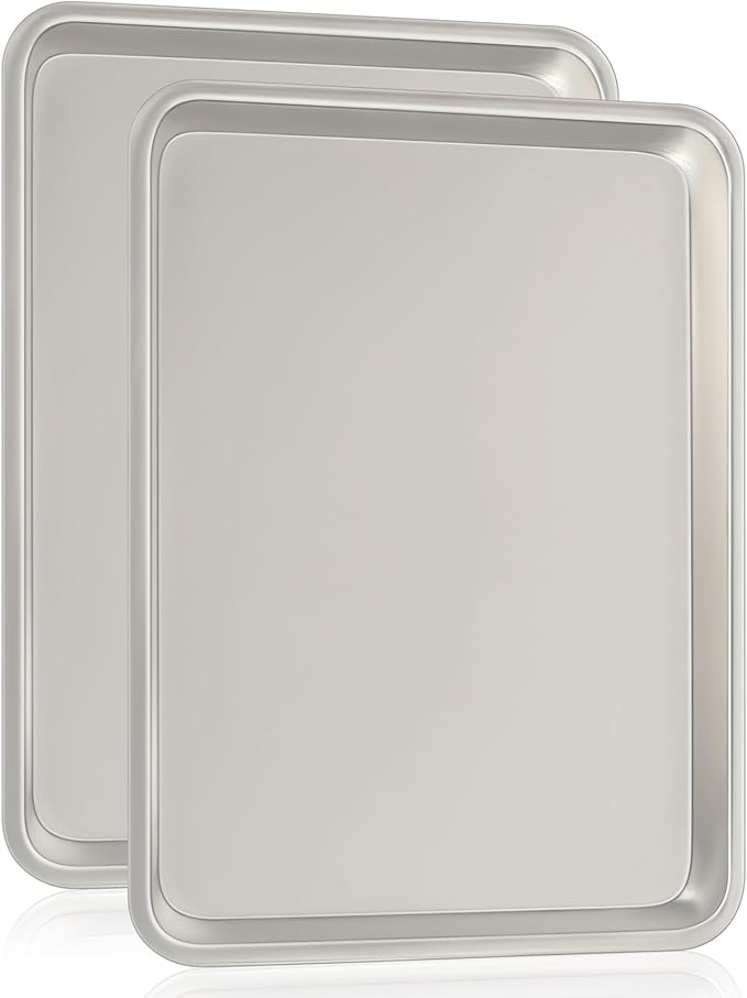 Commercial Quality Baking Sheet Pan Set, Natural Aluminum Cookie Sheet, Umite Chef Encapsulated
