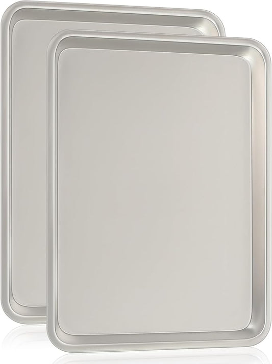 Commercial Quality Baking Sheet Pan Set, Natural Aluminum Cookie Sheet, Umite Chef Encapsulated