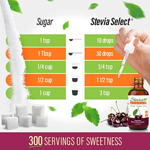 Stevia Select Black Cherry Pure Stevia Liquid - Zero Calorie Sweetener - All Natural Liquid Stevia