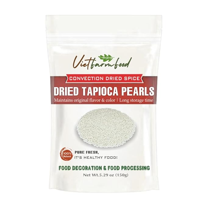 DRIED TAPIOCA PEARLS 5.29 Oz (150g) VIETFARMFOOD: Natural pure, convection dried seasoning made