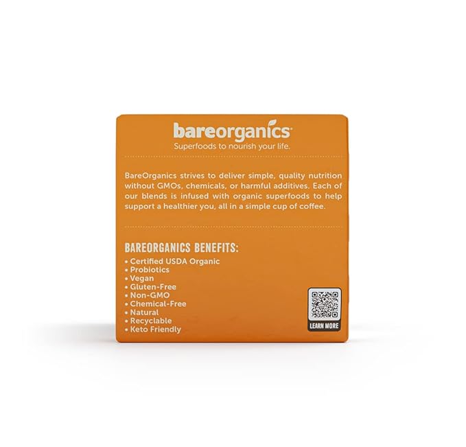 BareOrganics Focus Coffee Pods With Superfoods & Probiotics | Compatible | USDA Certified Organic