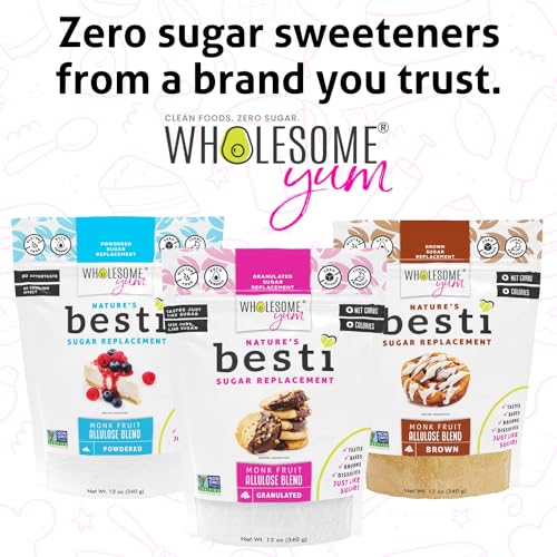 Wholesome Yum Besti Natural Sugar Substitute - Keto Granulated Monk Fruit Sweetener Blend With