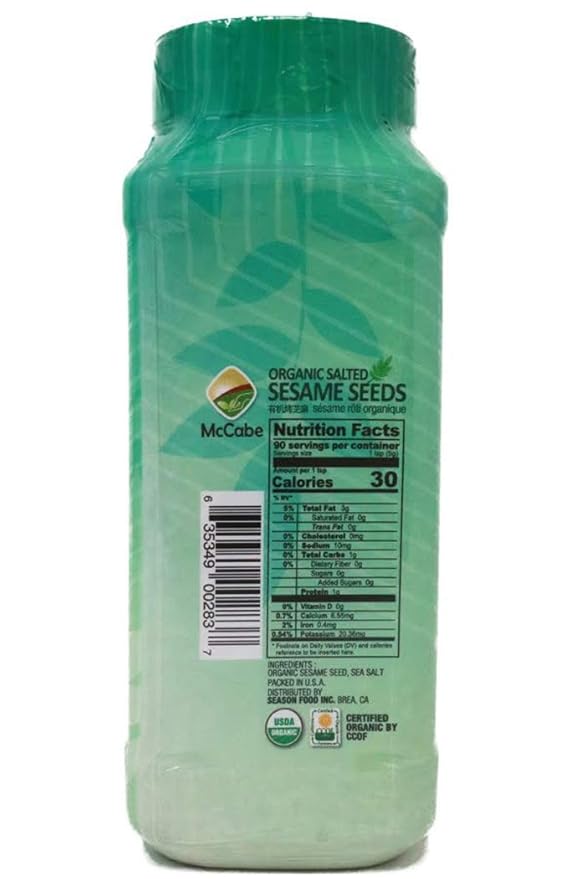 McCabe Organic Salted Sesame, 1 lb (16 oz), USDA Organic Certified, CCOF Certified Organic, Roasted