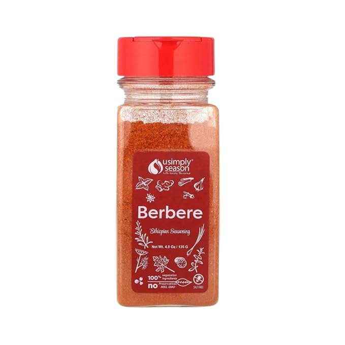 USimplySeason Berbere Spice, 4.8oz - Ethiopian Inspired Blend for Hearty Stews & Meats - Vegan