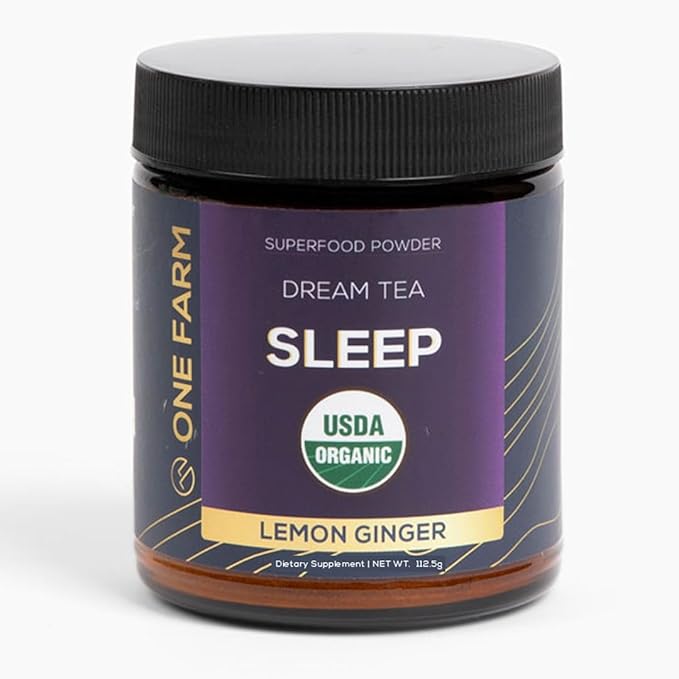 One Farm Dream Tea Sleep Powder - with USDA Organic Reishi, Tart Cherry, Chamomile, Lemon Balm, and