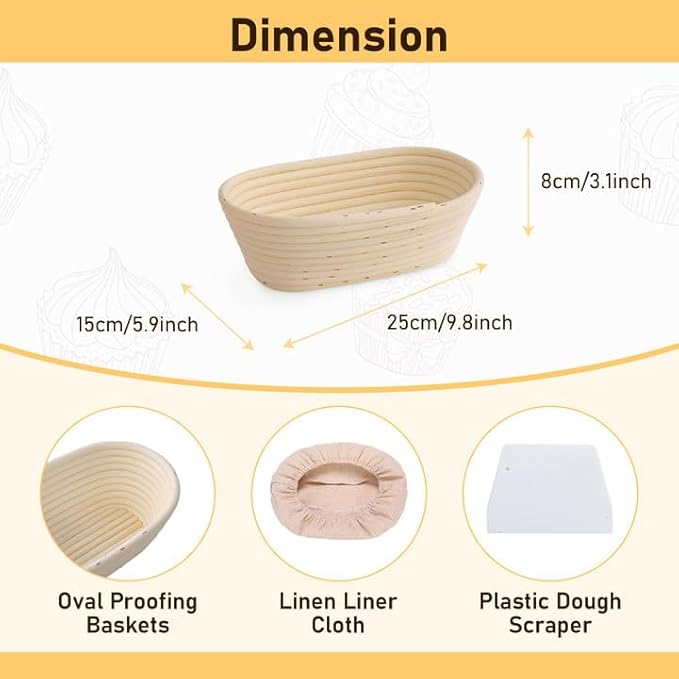 Nisorpa 10 Sets Banneton Bread Proofing Basket Sourdough Proofing Baskets Bread Baking Bowl Kit