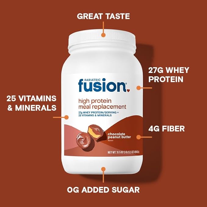 Bariatric Fusion Meal Replacement Protein 21 Serving Tub Chocolate Peanut Butter for Bariatric