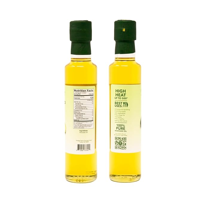 100% Pure Avocado Oil in Glass Bottle, Allergen-Free and Non-GMO, Premium Cold-Pressed Cooking Oil