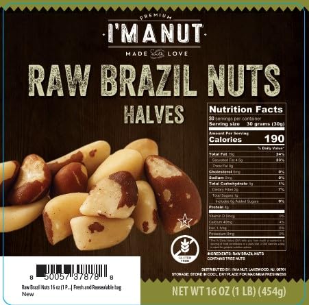I’m A Nut Brazil Nuts, Broken, 16oz (1 lb) Distinct | Non GMO Batch Tested Gluten & Peanut Free