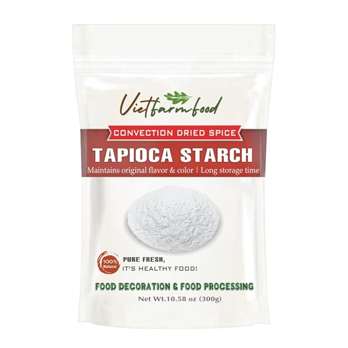 TAPIOCA STARCH 10.58 Oz (300g) VIETFARMFOOD: Natural pure, convection dried seasoning made from