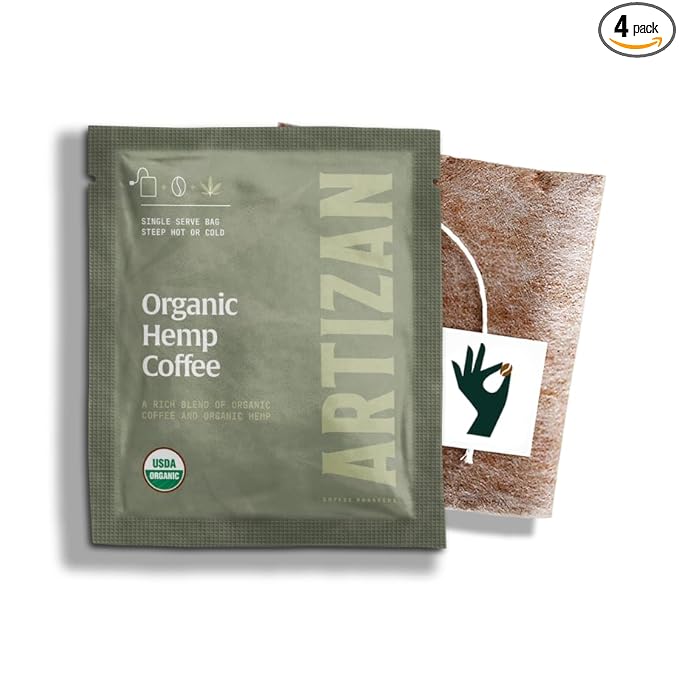Artizan Coffee Roasters Organic Single-Serve Bags | Hemp Coffee Fusion | Full City Plus Roast | 40