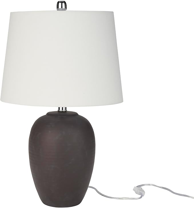 Nourison Home 23" Dark Purple Distressed Ceramic Pot Table Lamp for Bedroom, Living Room, Dining