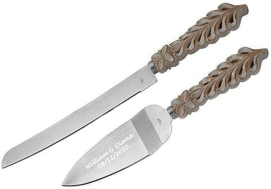 GIFTS INFINITY Personalized Wedding Cake Knife and Server Set Free Engraving - Valentine's