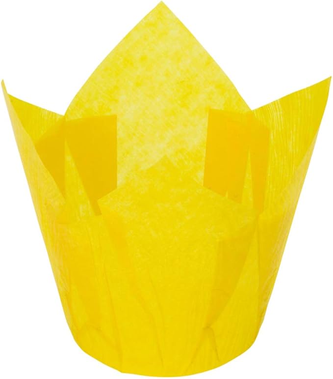 Restaurantware Panificio Premium 4 oz Yellow Paper Tulip Baking Cup: Paper Baking Cups Perfect for