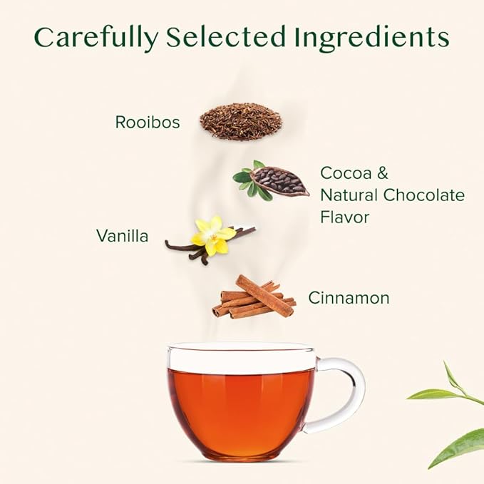 VAHDAM Chocolate Vanilla Herbal Tea (3.5 oz, 50+ Cups) | Rooibos, Chocolate, Vanilla | Loose-Leaf