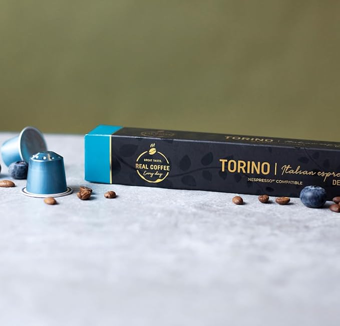 Decaf Italian ‘Torino’ Espresso Compatible with Nespresso | 100 Decaffeinated Aluminum Capsules |