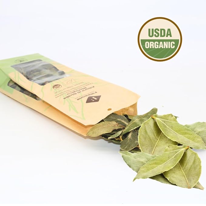 FILIPPONE - Organic Bay Leaves on Stem, 25 g (0.88 oz), Sicilian, Certified USDA Organic