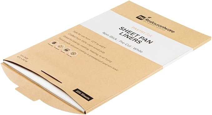 Restaurantware Pastry Tek 16 x 24 Inch Parchment Paper Sheets 200 Greaseproof Baking Sheets For Oven - Pre-Cut Double-Sided Silicone Coating White Paper Nonstick Baking Sheets Full-Size