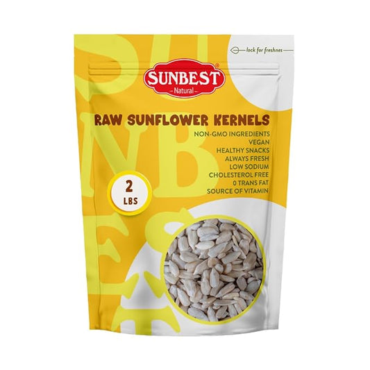 Sunbest Natural Raw Sunflower Seed Kernels 32 Oz (2 lbs) 1 Pack - Unsalted & Nutritious for