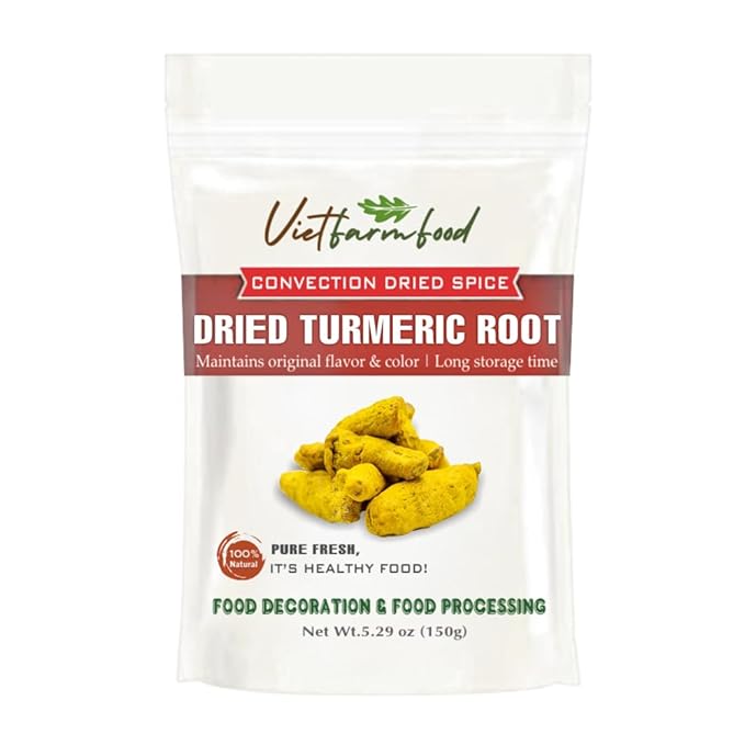 DRIED TURMERIC ROOT 5.29 Oz (150g) VIETFARMFOOD: Natural pure, convection dried seasoning made from