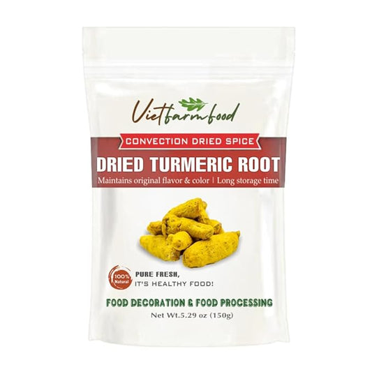 DRIED TURMERIC ROOT 5.29 Oz (150g) VIETFARMFOOD: Natural pure, convection dried seasoning made from