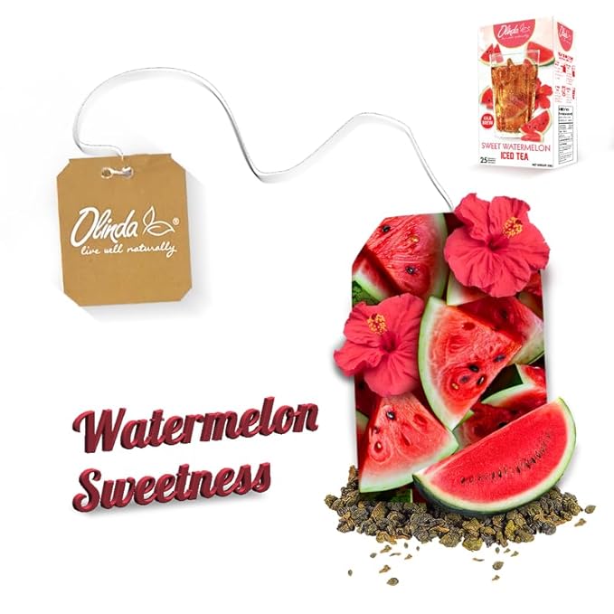 Olinda Iced Tea Sweet Watermelon Iced Tea Bags Cold Brew Organic Herbal Green Tea Summer Drink