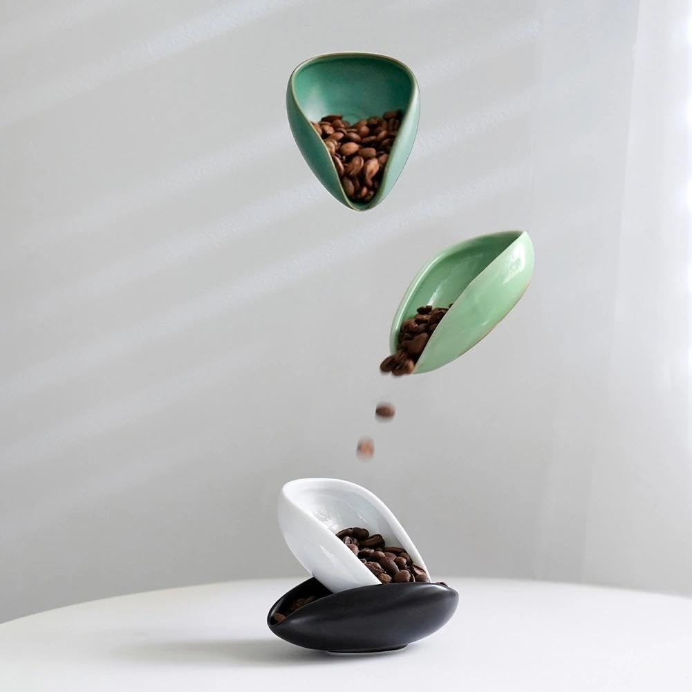 watchget Ceramic Coffee Dosing Cup & Tea Storage Tray, Dark Green