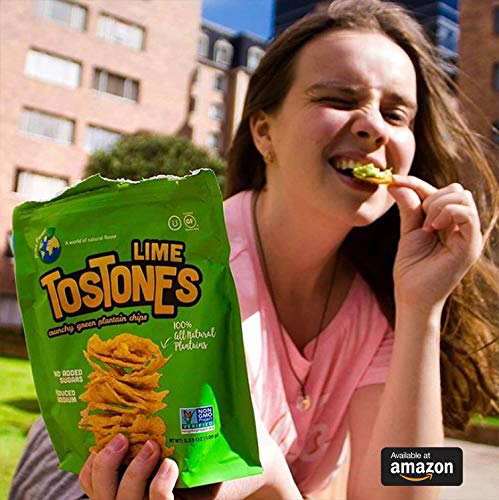 TOSTONES, Green Plantains, Re-Sealable Bag, Crunchy chips, Plantains, Palm Oil and Salt, 3.53 Oz