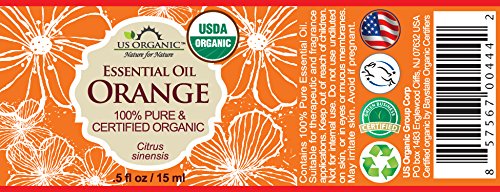US Organic 100% Pure Sweet Orange Essential Oil - USDA Certified Organic - 15 ml - w/Improved caps