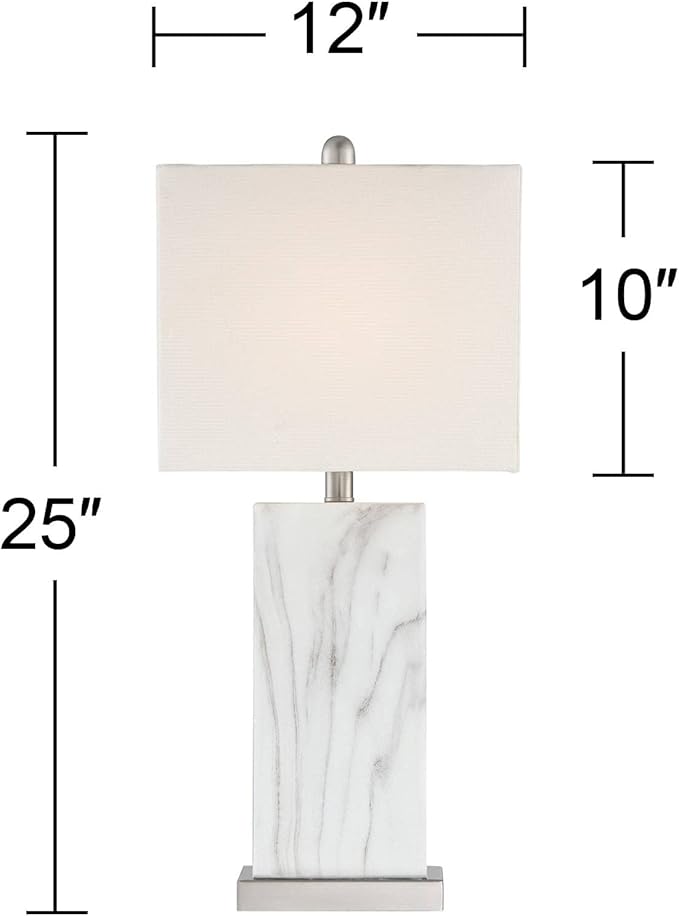 360 Lighting Connie Mid Century Modern Table Lamps 25" High Set of 2 with USB Charging Port White