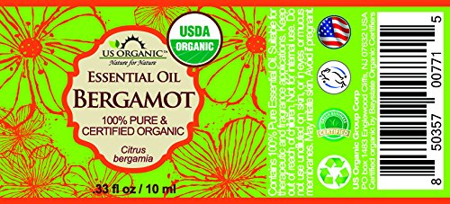 US Organic 100% Pure Bergamot Essential Oil, USDA Certified Organic, Cold Pressed, with Euro