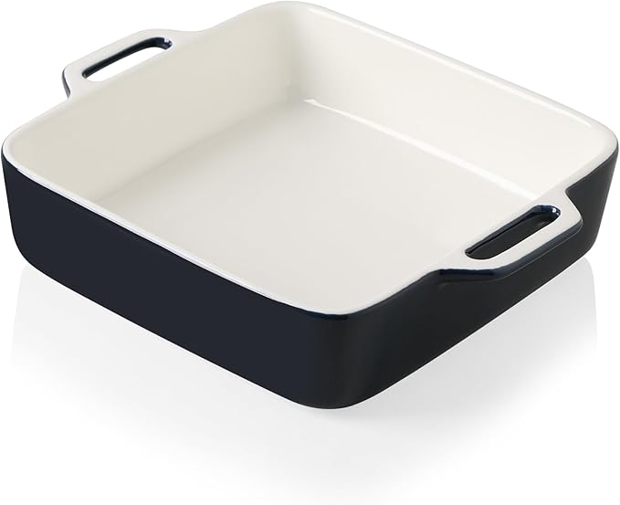 Sweejar 8x8 Baking Pan,Ceramic Casserole Dishes for Oven with Double Handlesï¼? QT Square Cake