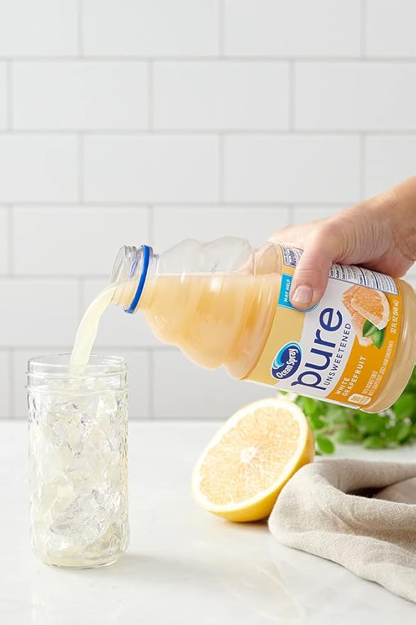 Ocean Spray® Pure Unsweetened White Grapefruit, 100% White Grapefruit Juice, 32 Fl Oz Bottle, (Pack