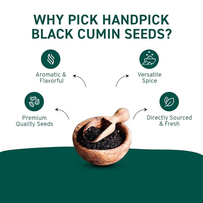 HANDPICK Black Cumin Seed (14oz) Pure Nigella Seeds - No Salt or Preservatives, Non GMO | Indian