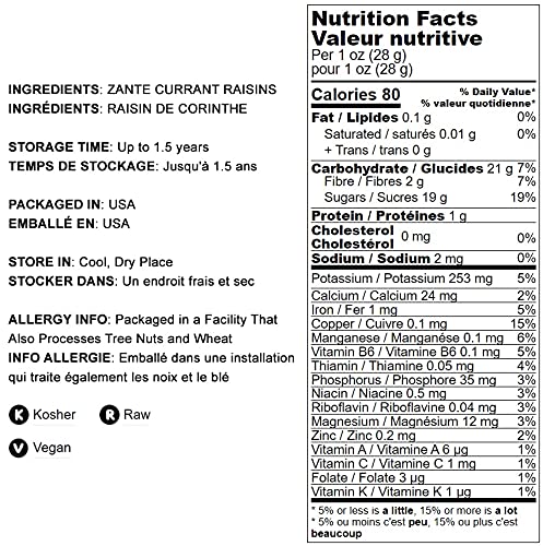 California Zante Currant Raisins, 8 Pounds - Sun-Dried Seedless Grapes, Unsweetened, Unsulfured, No