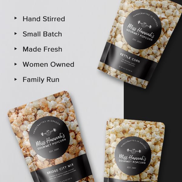 Miss Hannah's Gourmet Popcorn Buttery Salt - Classic Salty Popcorn, Light & Crisp | Vegan