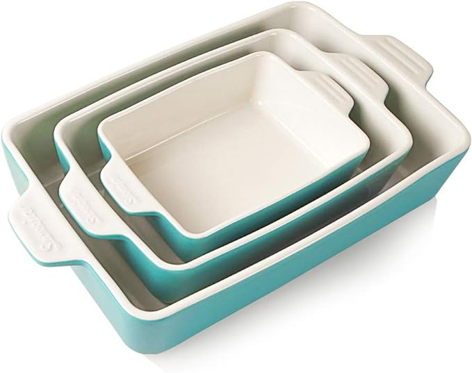 Sweejar Ceramic Bakeware Set, Rectangular Baking Dish for Oven Lasagna Pans for Cooking, Kitchen
