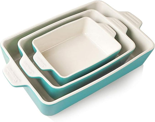 Sweejar Ceramic Bakeware Set, Rectangular Baking Dish for Oven Lasagna Pans for Cooking, Kitchen