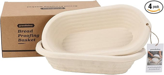 2 x 12inch Pulp Oval Sourdough Banneton Bread Proofing Basket Baking Supply with Linen Liners for