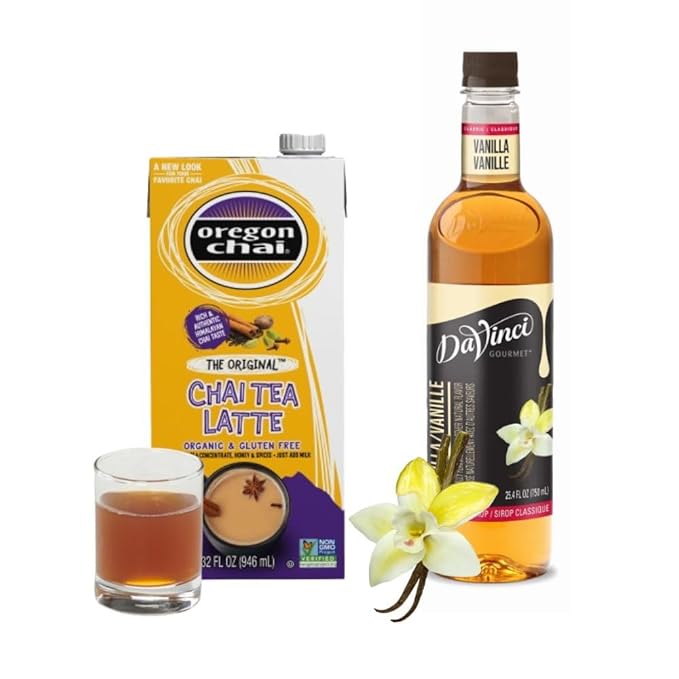 Oregon Chai Original Chai Concentrate 32 Fl Oz (Pack of 1) & DaVinci Gourmet Classic Vanilla Syrup
