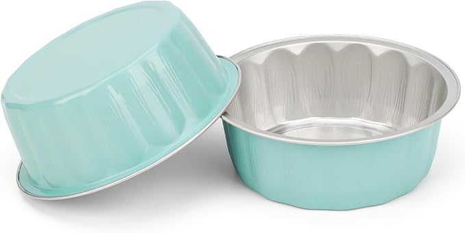Beasea Disposable Ramekins 8oz, 50 Pack Aluminum Foil Cups with Lids Lake Blue, Disposable Creme