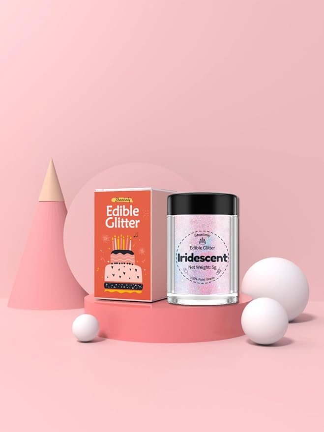 Shanlinly Iridescent Prism Powder Edible Glitter for Drinks, Food Grade Edible Glitter Dust Luster